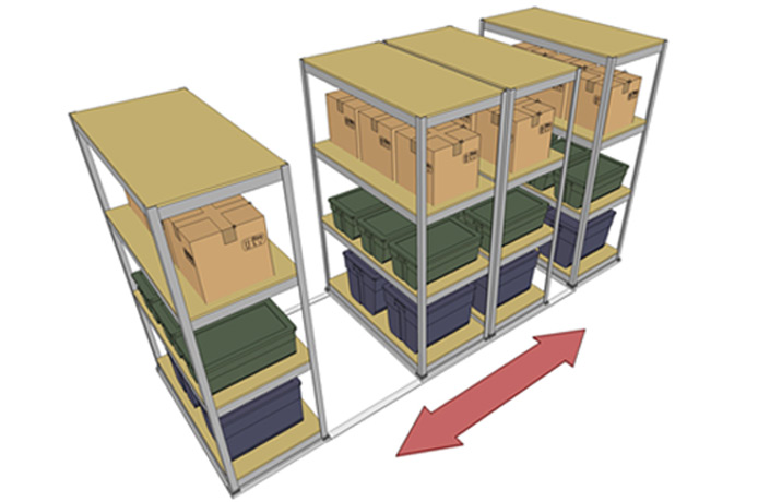 Pull-out Storage Racks, Sliding Parts Cabinets, Roll-out Box Shelves, Quickspace, UltraStore, Mobile Shelving, Compact Shelving, High Density  Shelving, Stewart Systems, Retractable Shelving